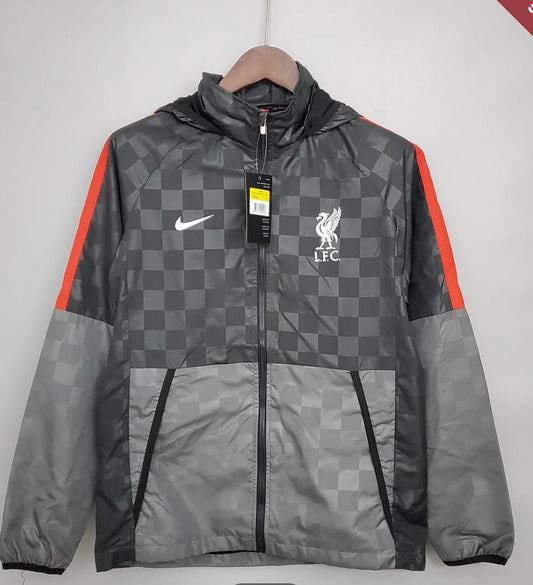 2021/2022 Liverpool Windbreaker Black-Grey Plaid Soccer Jersey 1:1