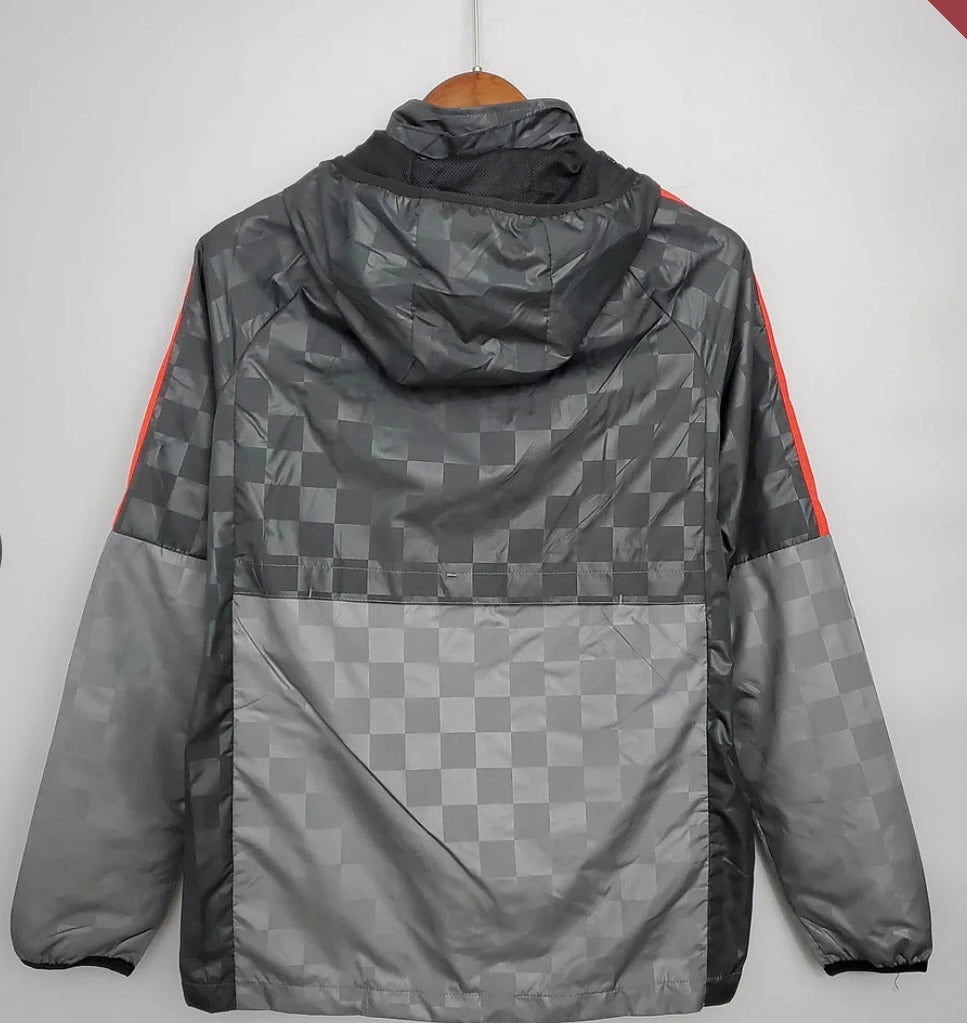 2021/2022 Liverpool Windbreaker Black-Grey Plaid Soccer Jersey 1:1