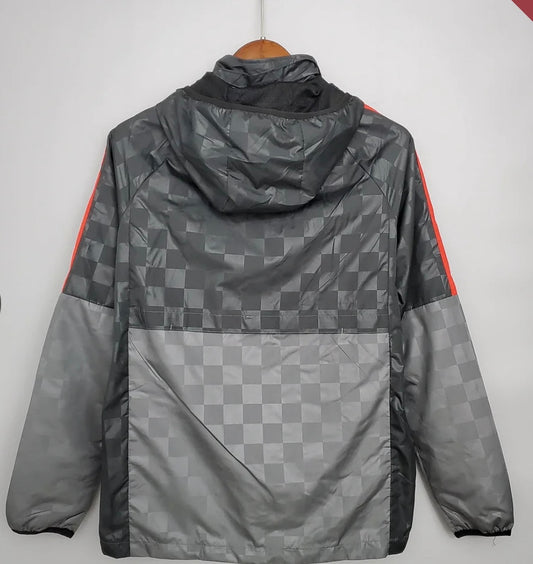 2021/2022 Liverpool Windbreaker Black-Grey Plaid Soccer Jersey 1:1